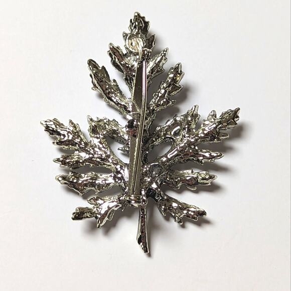 Vintage Silver Tone Boho Hippie Oak Maple Leaf Natural Fall Brooch - Picture 2 of 3